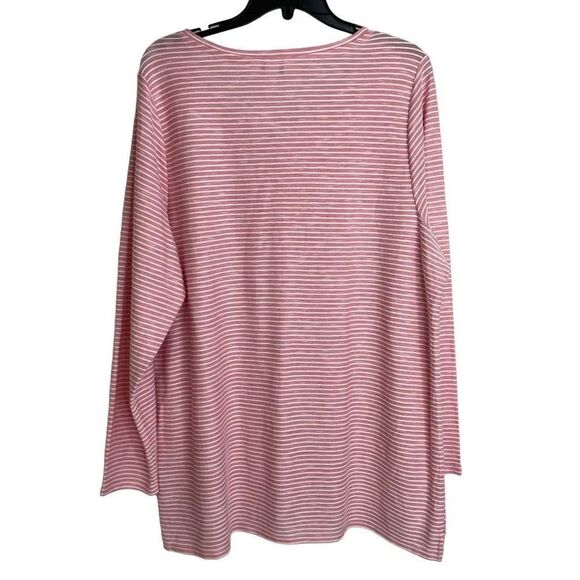 New CJ Banks Red Striped V-Neck Coastal Tunic Top Size 1X - Picture 2 of 8